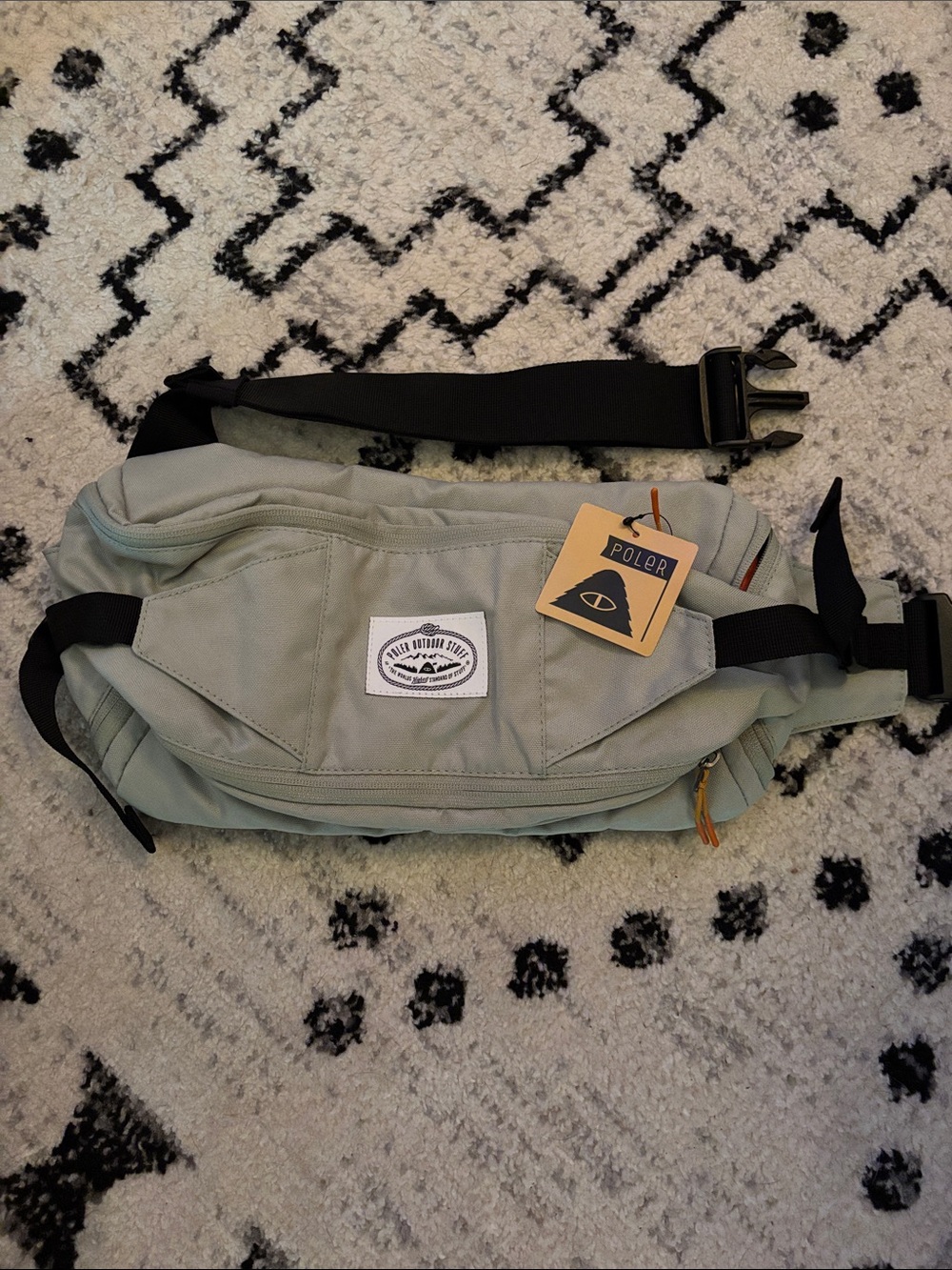 Poler Sage Green Waist Pack with Black Strap